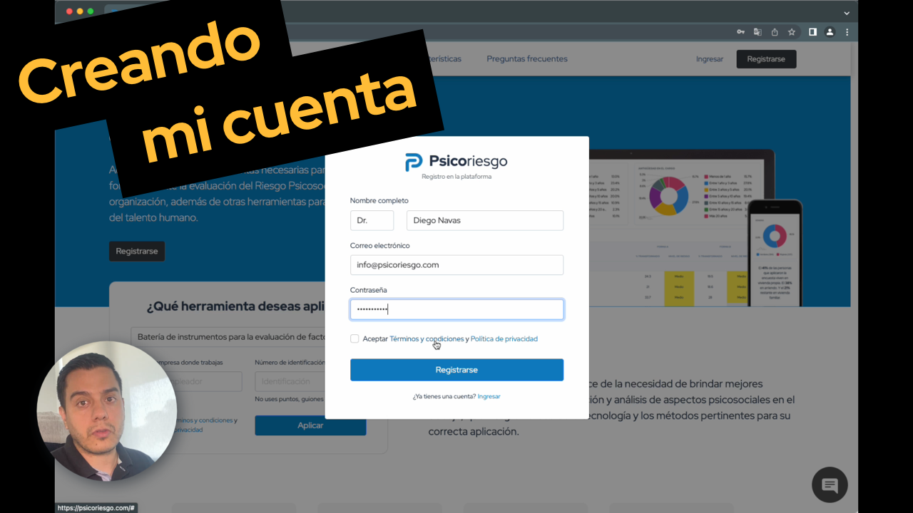 ¿Cómo puedo crear mi cuenta en psicoriesgo.com?